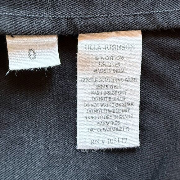 NWOT Ulla Johnson Marcelle Lace Up Cotton-Linen Shift Dress in Jet Black Sz 0 - Picture 7 of 11